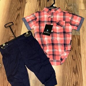 Pink and Blue Plaid Button Down Shirt